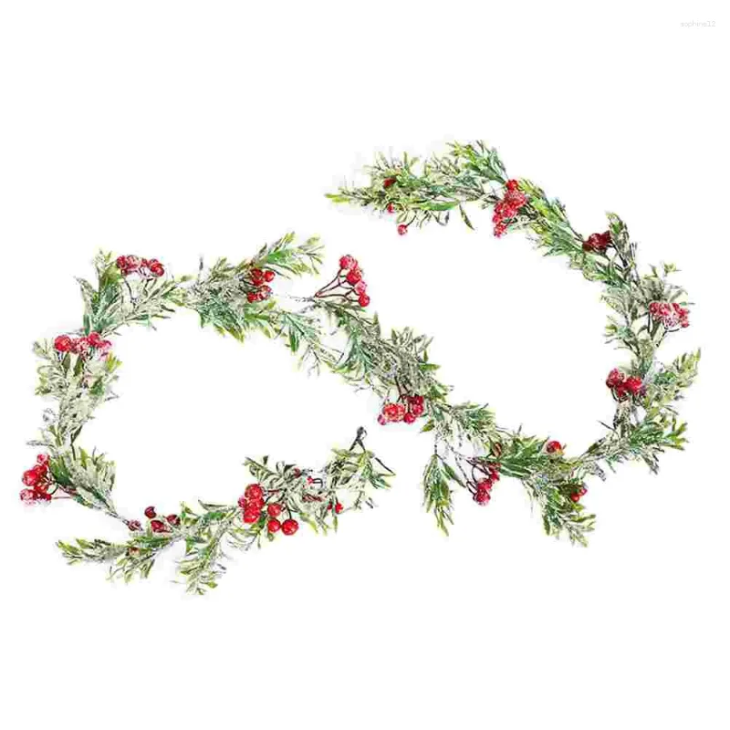 Decorative Flowers Cranberries Christmas Rattan Red Wreaths Front Door Berry Vines Pvc Home Hanging Pendant