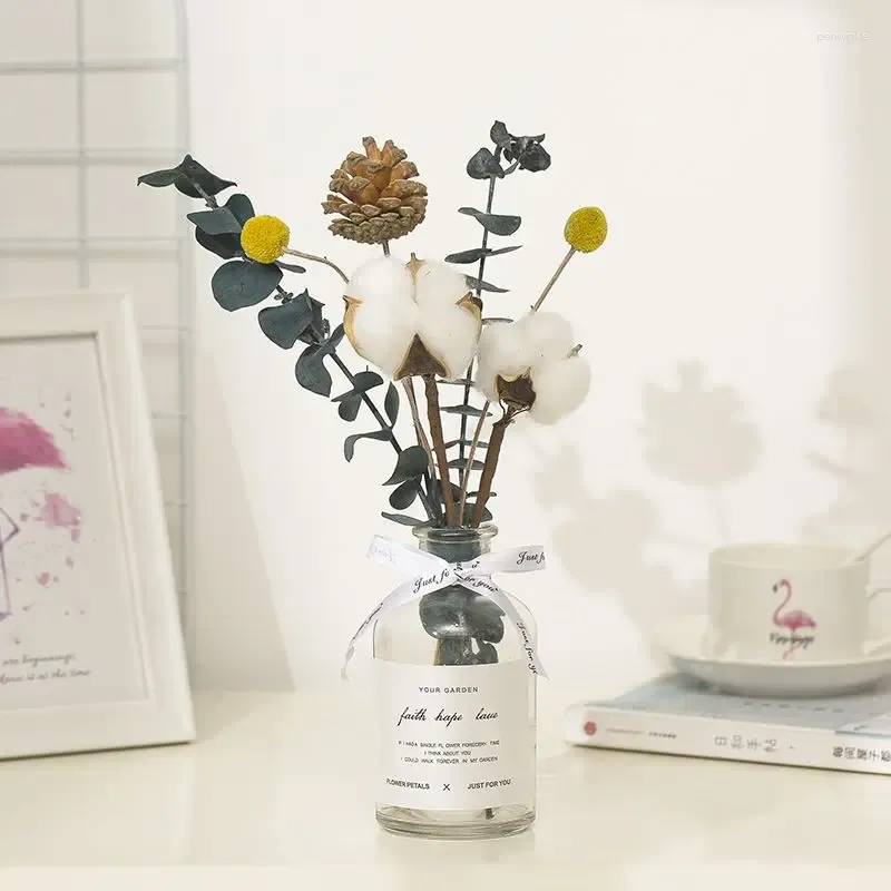 Fiori decorativi secchi eucalipto rami di vetro vaso decorazione per la casa decorazione per matrimoni piccoli fiori fiori