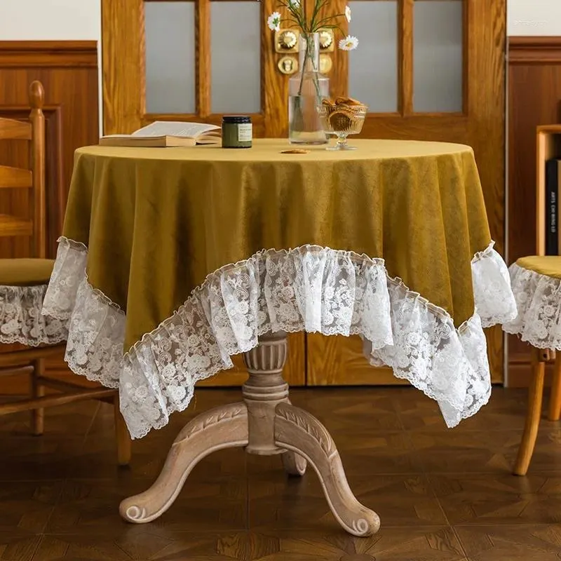 Tafelkleed vintage fluweel rond huis dineren thee romantisch en mooie O4S3640