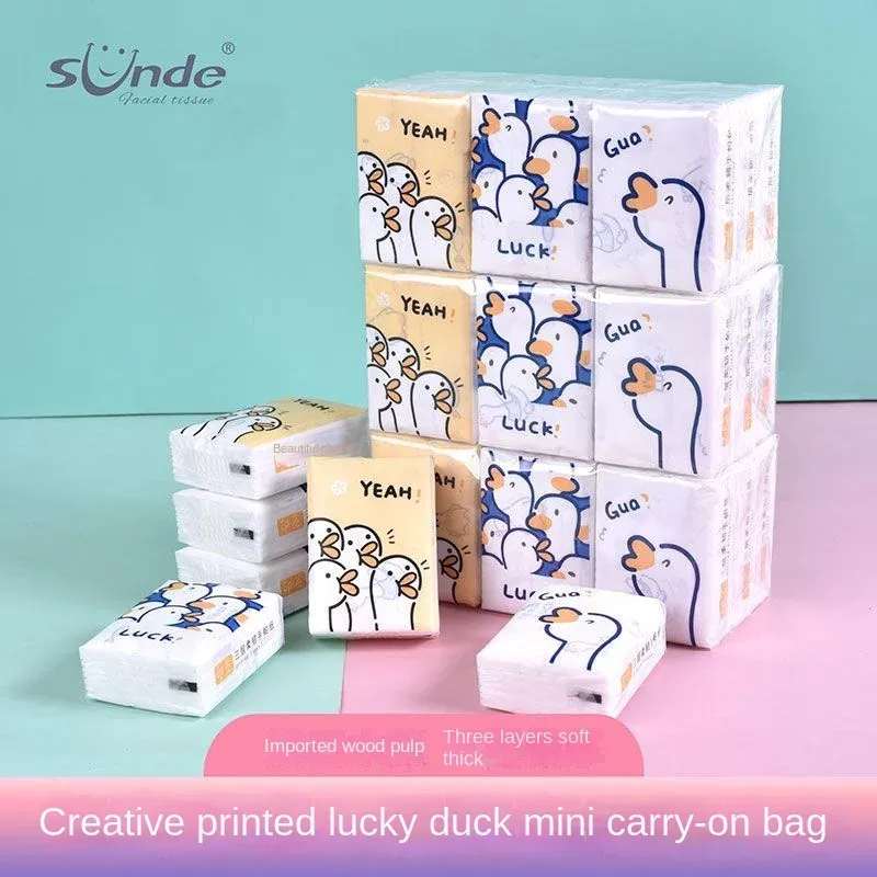 Tissue 18 packs Cartoon Imprimer mouchoir de petits paquets portables de tissus faciaux peut être des serviettes humides voyagent des serviettes en papier essentielles