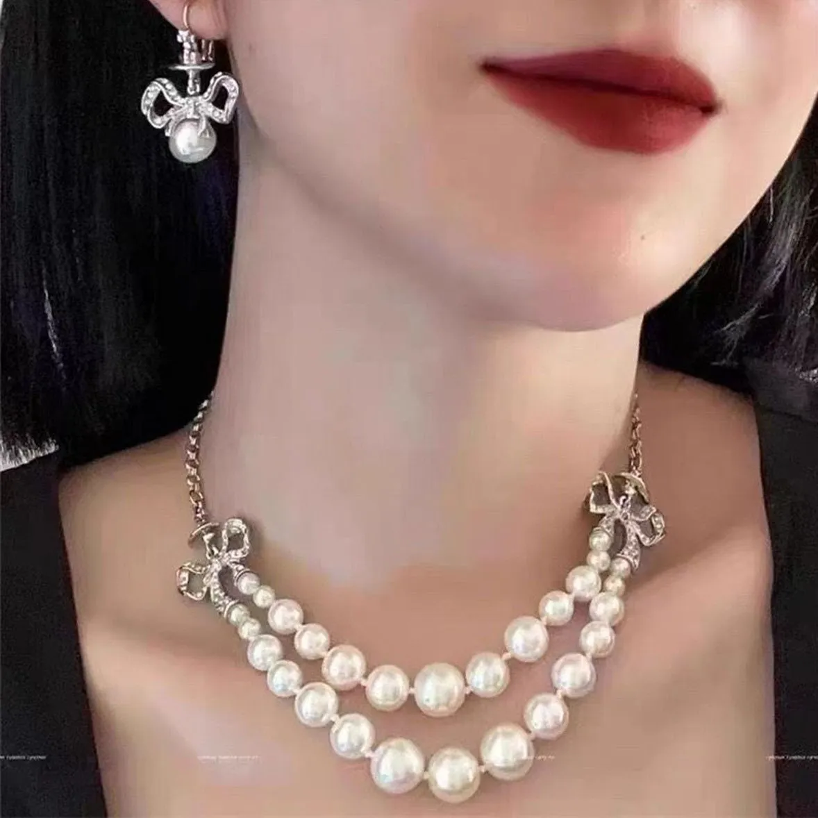 Fashion designer Western Empress Dowager's planet Necklace Layers of Pearl Full Diamond Saturn Collar Chain for women Stainless steel Jewelry gift