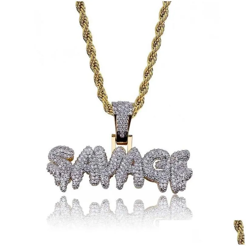 Hänghalsband män is av vilda bokstäver halsband guld sier färg fl pave cz crystal zirconia hip hop present för kvinnligt "