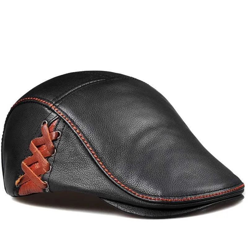 Chapeaux de rastitude avare ry990 masque d'hiver Headwear Black Black Beret Genuine Cuir 56-60 cm adapté à la couture des chapeaux de fantaisie Q240403