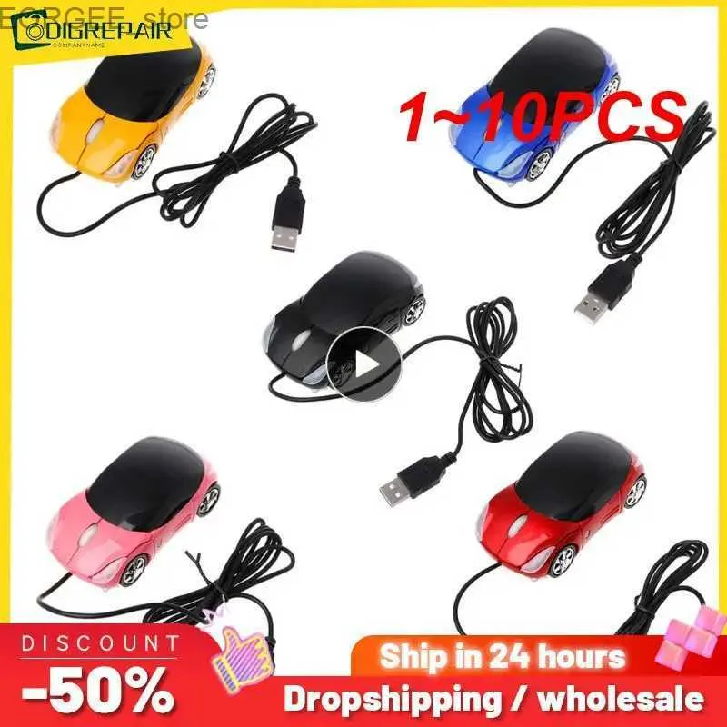 Topi 1-10 durevole mouse cablato 1000dpi mini auto USB 3D Optical Innovation 2 fari PC Mouse da gioco Y240407