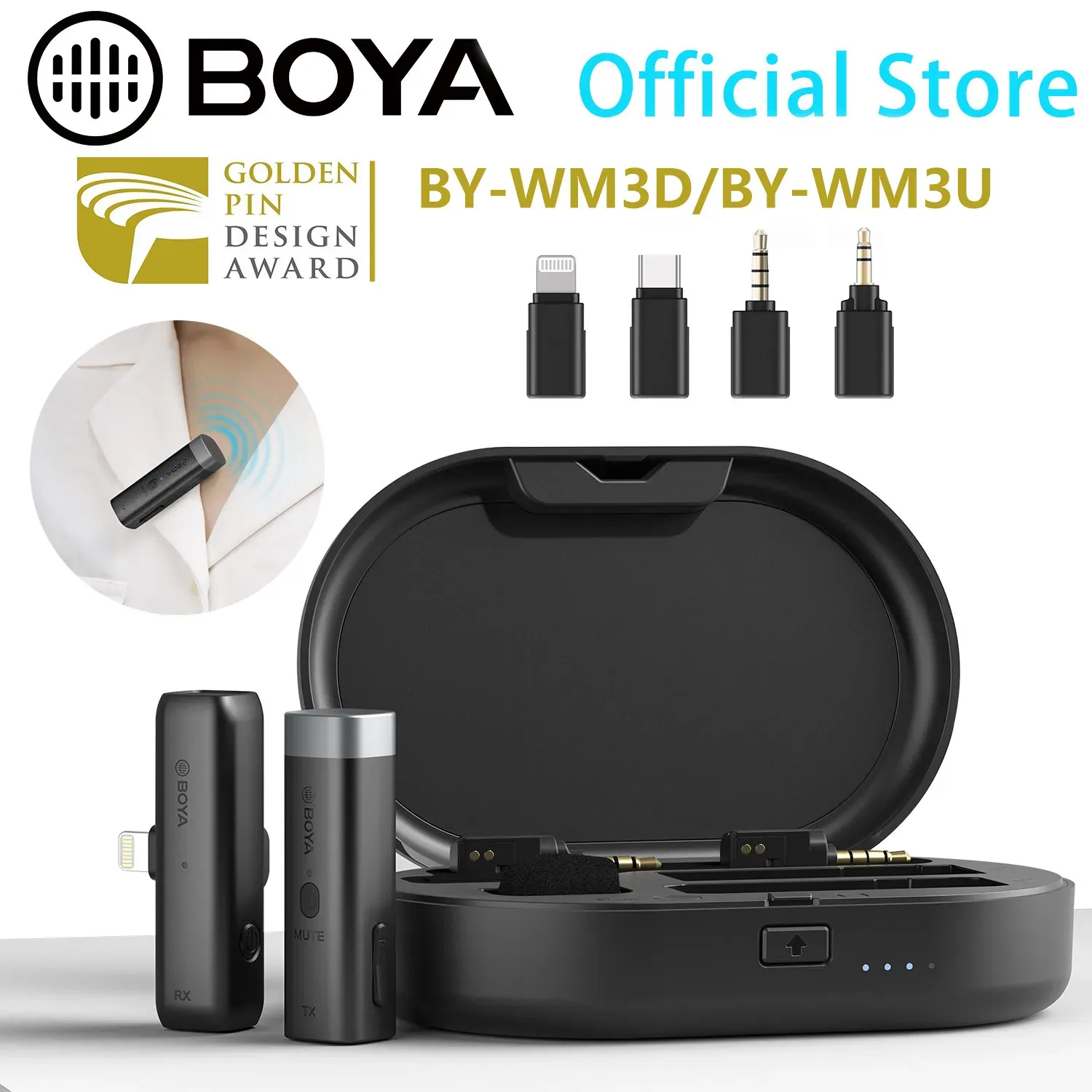 Mikrofonlar Boya Bywm3 2.4GHz Mini Kondenser Kablosuz Lavalier Kavalı PC için Mikrofon iPhone Mobile Android DSLRS Akışı YouTube Vlog