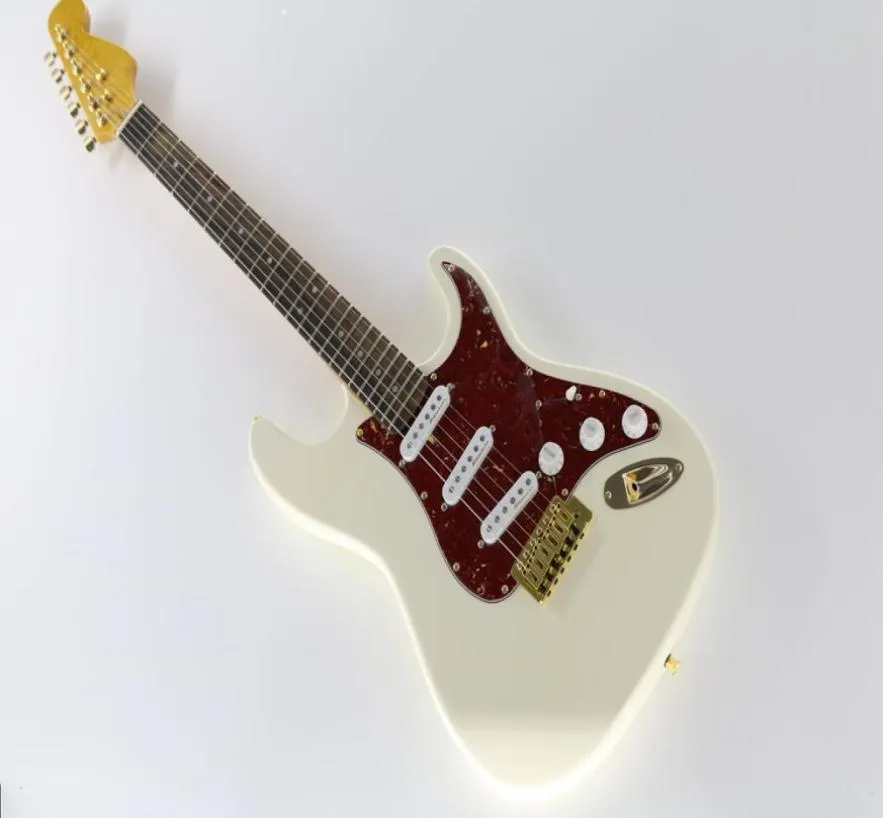 Klasik Beyaz Vücut Akçaağaçlı Elektro Gitar Maple Neckred İnci Pickguardgold Hardwareprovide Özelleştirilmiş Hizmetler6163898