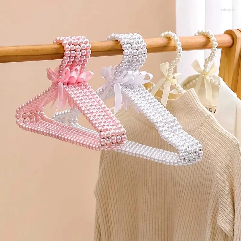 Hangers 5pcs Elegant 40cm Pearl Hanger Artificial Clothes Universal Portable Closet Coat Storage Organizer