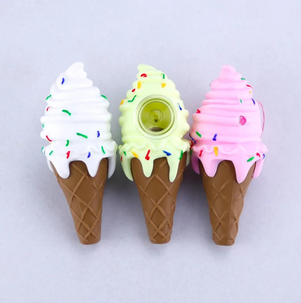 Creative Ice Cream Pipe Egg Tube Silicone Handrökning Set är inte lätt att falla rörhandsked för sked7173395