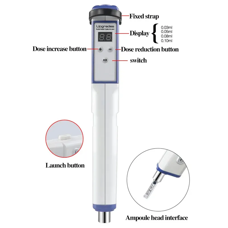 Caneta de hialuron elétrica automática para 0,3 ml de ampoule ampoule injeção de injeção de ruga de remoção