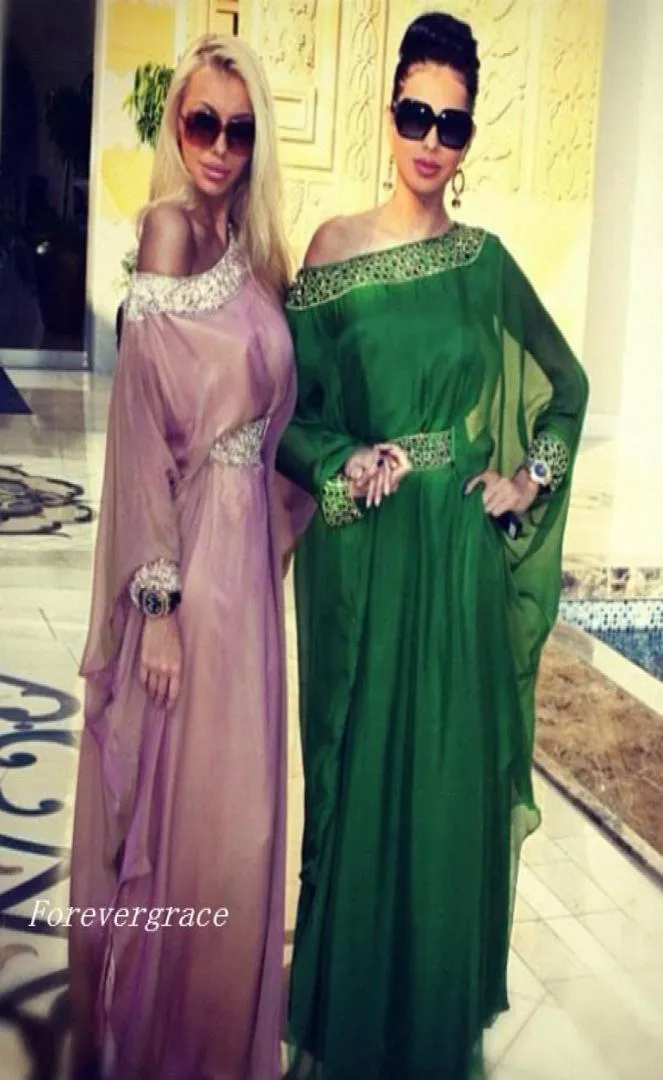 Robe de soirée de style arabe vert de haute qualité Dubaï en mousseline arabe arabe longue robe de fête formelle personnalisée maquille plus taille 9062592