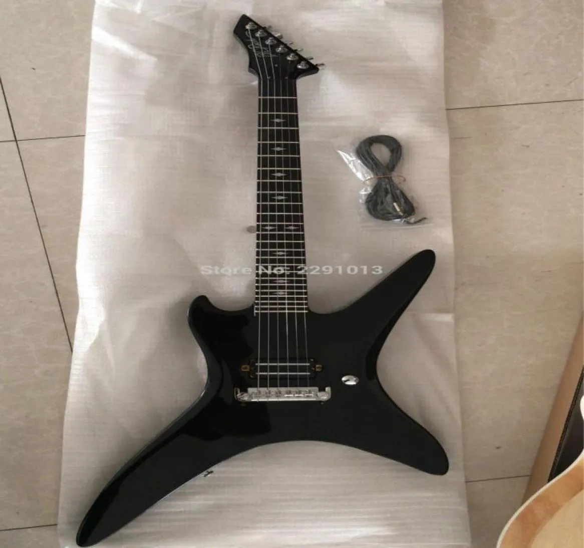 24 FRETS Zengin Stealth Chuck Schuldiner Gloss Black Ele Guitar Ebony Klavye Kuyruk Yayını Sarma Tek Köprü Picup5538460