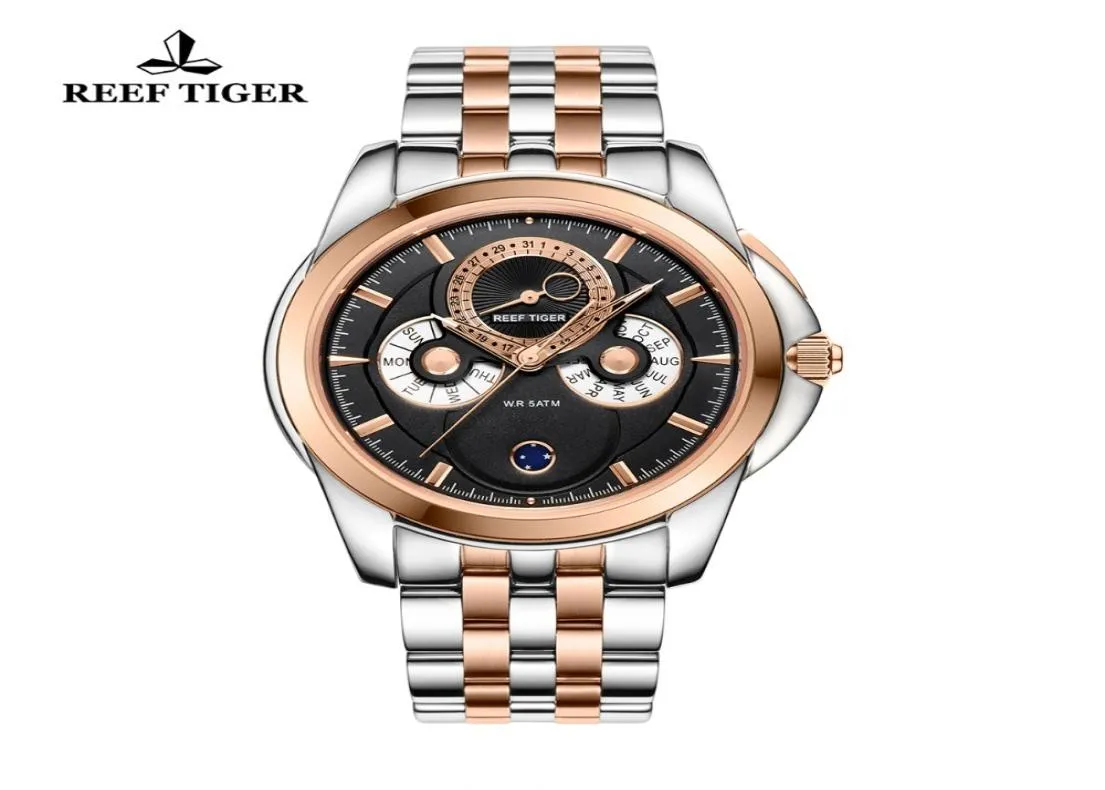 Reef Tigerrt Luxury Rose Gold Montres Men039s Mattrez en quartz en cadran mutifieuse avec phase de lune calendaire RGA830 T2004097279797