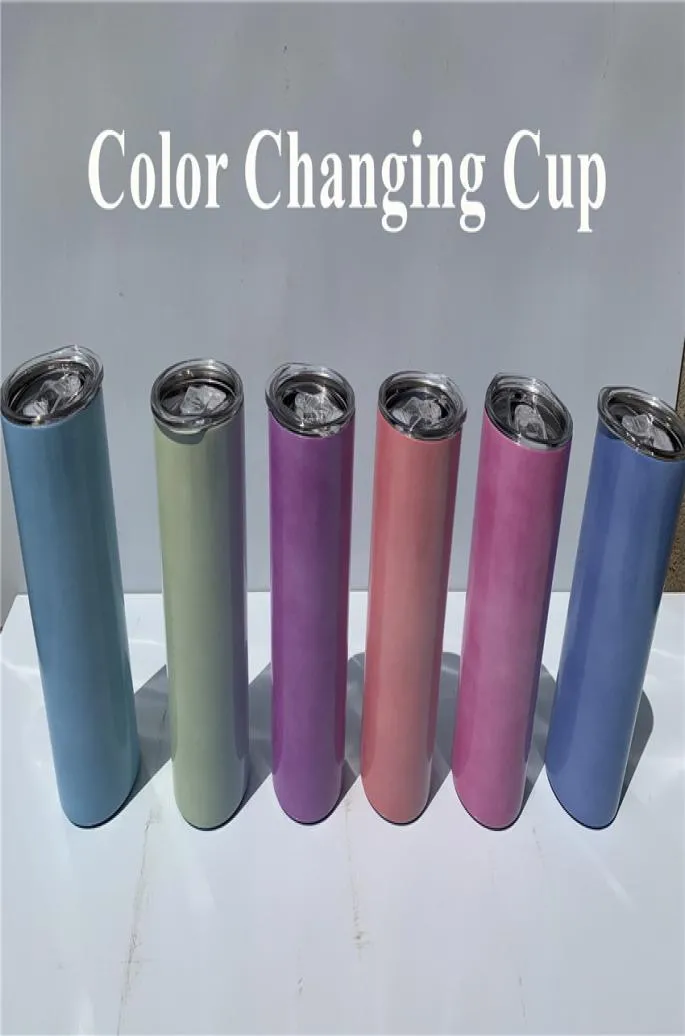 20oz Sublimatie Zonlicht Colorchanging Tumblers Drink Cup Coffee Mugs Diy Water Flessen Glansen onder Sunshine Creative Tumbl4093644