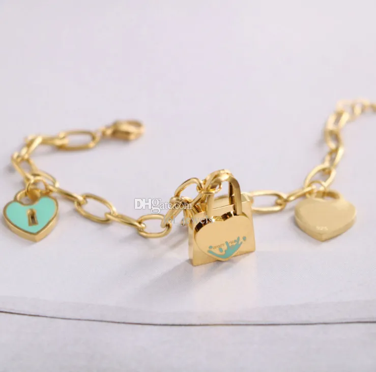 Braccialetti a catena del cuore a lucchetto dorato mai sbiadito braccialetti 18k oro oro designer di lusso braccialetti in acciaio inossidabile per uomini donne gioielli gioielli