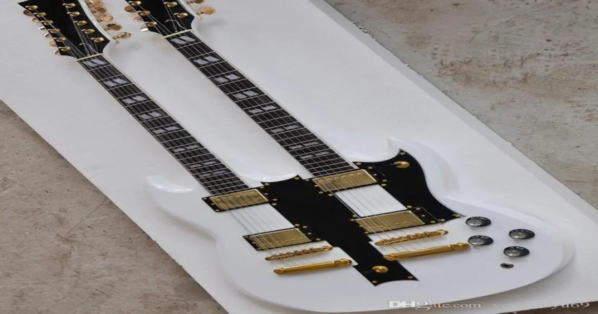 12 6 string white double electric guitar neck and rosewood fingerboard gold tuner high quality to provide personalized service4463967