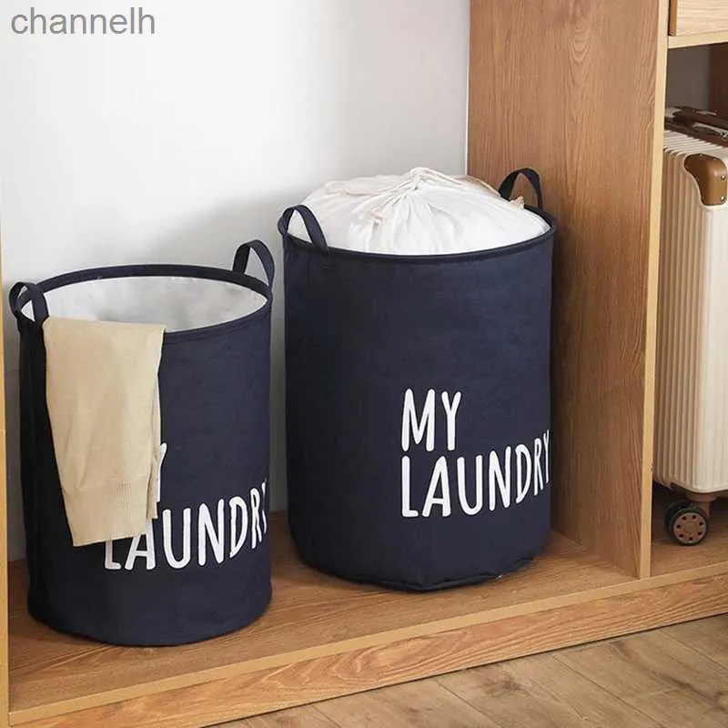 Förvaringskorgar hem tvättkorg linnor bomull fällbar vattentät kläder leksaksarrangör hög kapacitet badrum lagring yq240407