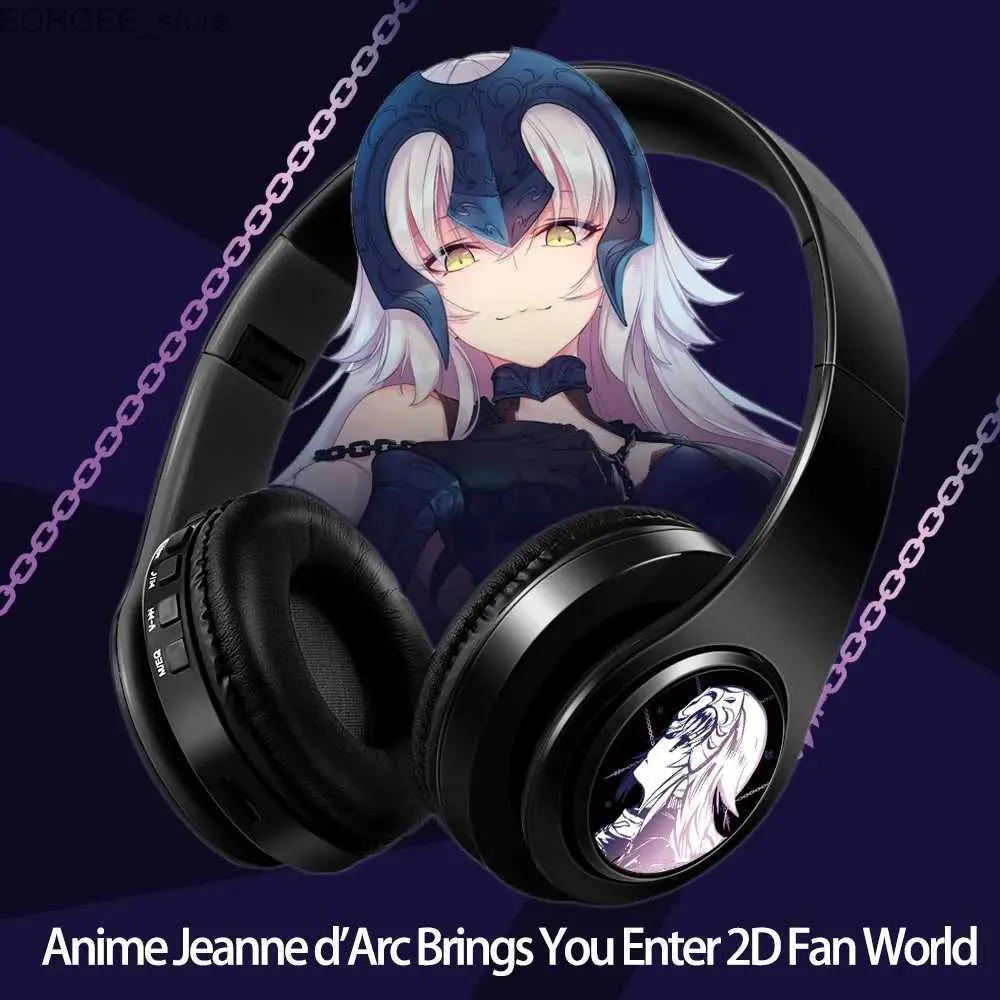 Telefone celular Ear fones de ouvido Cosplay PopupLar Cosplay All Black Headset Fate/Grand Order FGO Jeanne Darc Over Head Game Bluetooth fone de ouvido do fone de ouvido Y240407