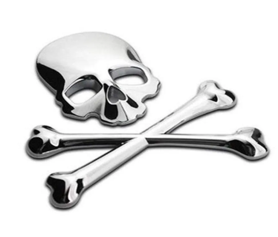 Metal 3D Skull Car Motorfietsstickers Skulls Skelet Crossbones Embleem Badge Sticker auto Styling Stickers Accessoires9598011