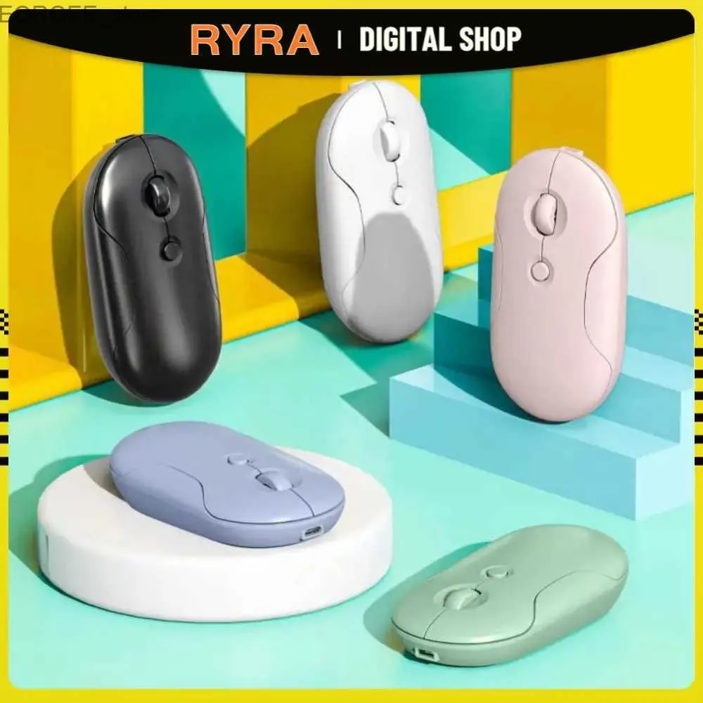 Myszy Ryra Wireless Ergonomic Myse Myse Odbiornik USB Optyczny Pebble Bateria komputerowa Gaming Mute Mysz PC Y240407