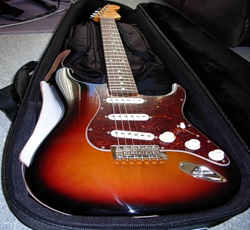 Custom Shop John Mayer Strat 3 Tone Sunburst St Elektrisk gitarr Red Tortoise PickGuard Chrome Vintage Tuners9237065