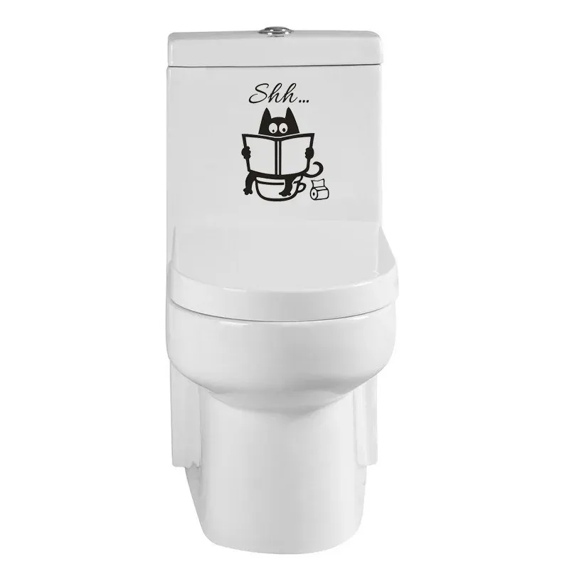 Cat mignon wc motif de toilette Stickers muraux uniques accessoires amovibles décaloux vinyle mural créatif lavage de la salle des portes décorations de porte