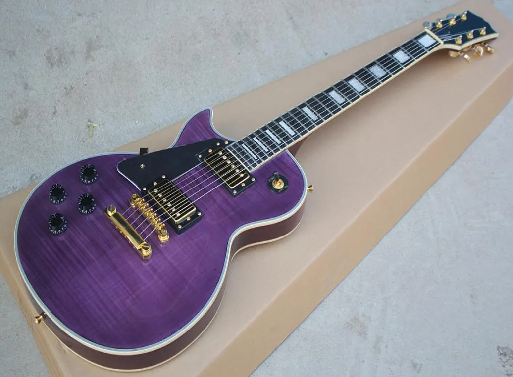 Factory Custom Left Handed Purple Electric Guitar met Rosewood FretboardWhite Pearl Block Fret InlayGold HardwareOffer Customi1264495