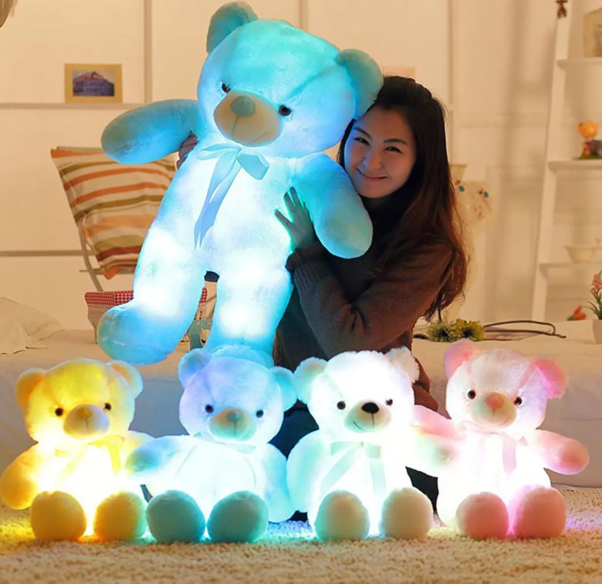 Ours LED Animaux en peluche mignons Glow Bear Plush Toys Creative Colorful Plux Toys Kawaii Light Up Animals Doll Kids Christmas Toys 1150981