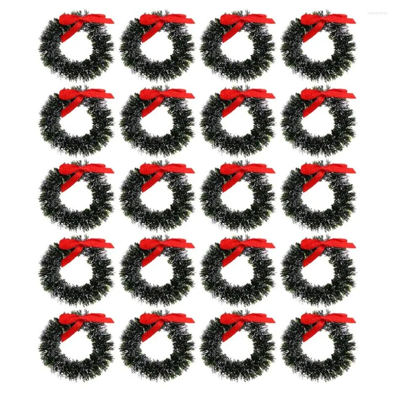 装飾的な花20 PCSフロントドアクリスマススモールリースアウトドアガーランドミニハウスリースプラスチックシミュレーション