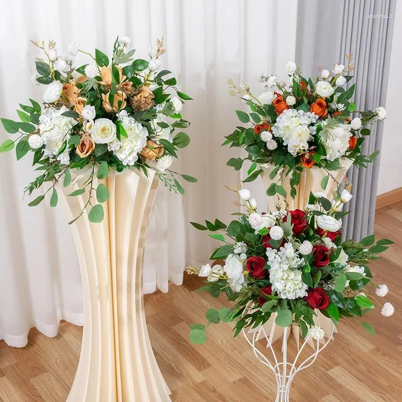 Fleurs décoratives 40 cm Boule de fleur de rose avec table de mariage à feuilles vertes décoration décor de la scène florale disposition de la fenêtre de disposition