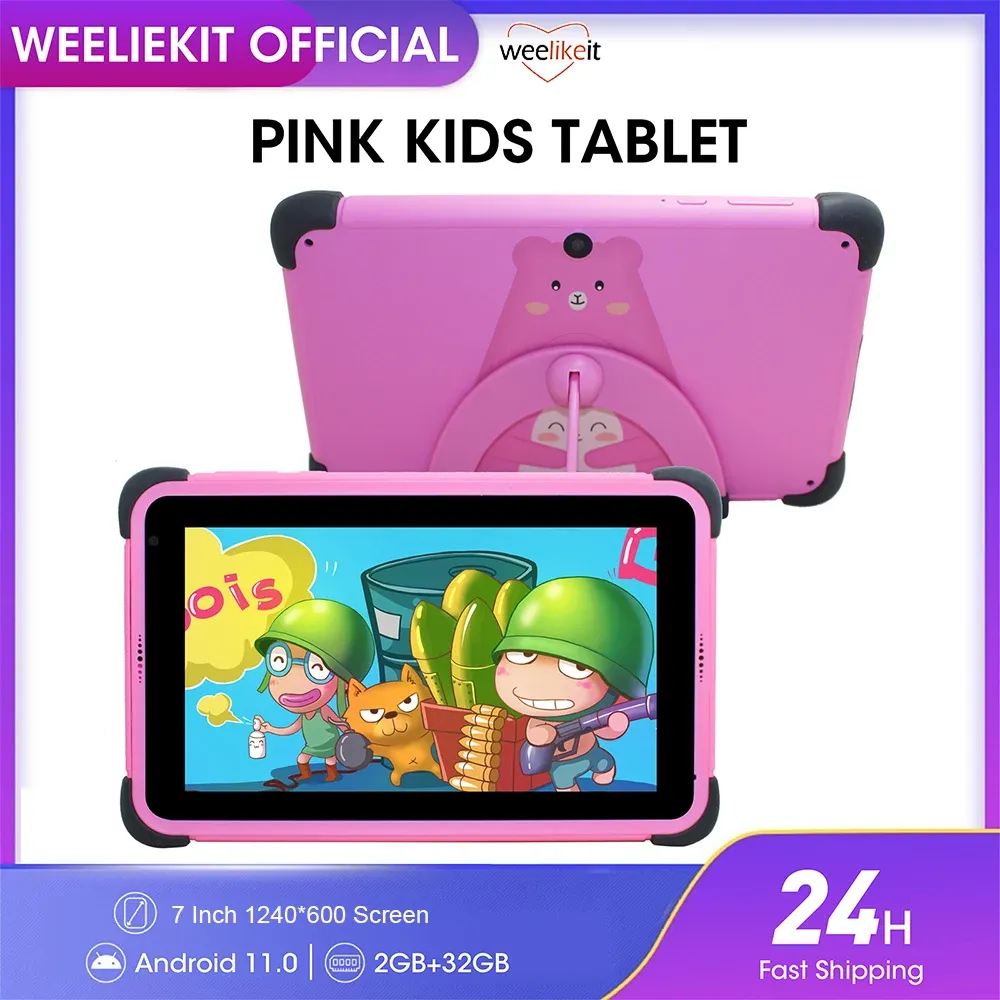 Mäuse Dropshipping 7 '' Kindertabletten für Chidren Android 11 1024*600 HD OUAD CORE Dual WiFi 2GB 32 GB Bildungstafel für Kindergeschenk