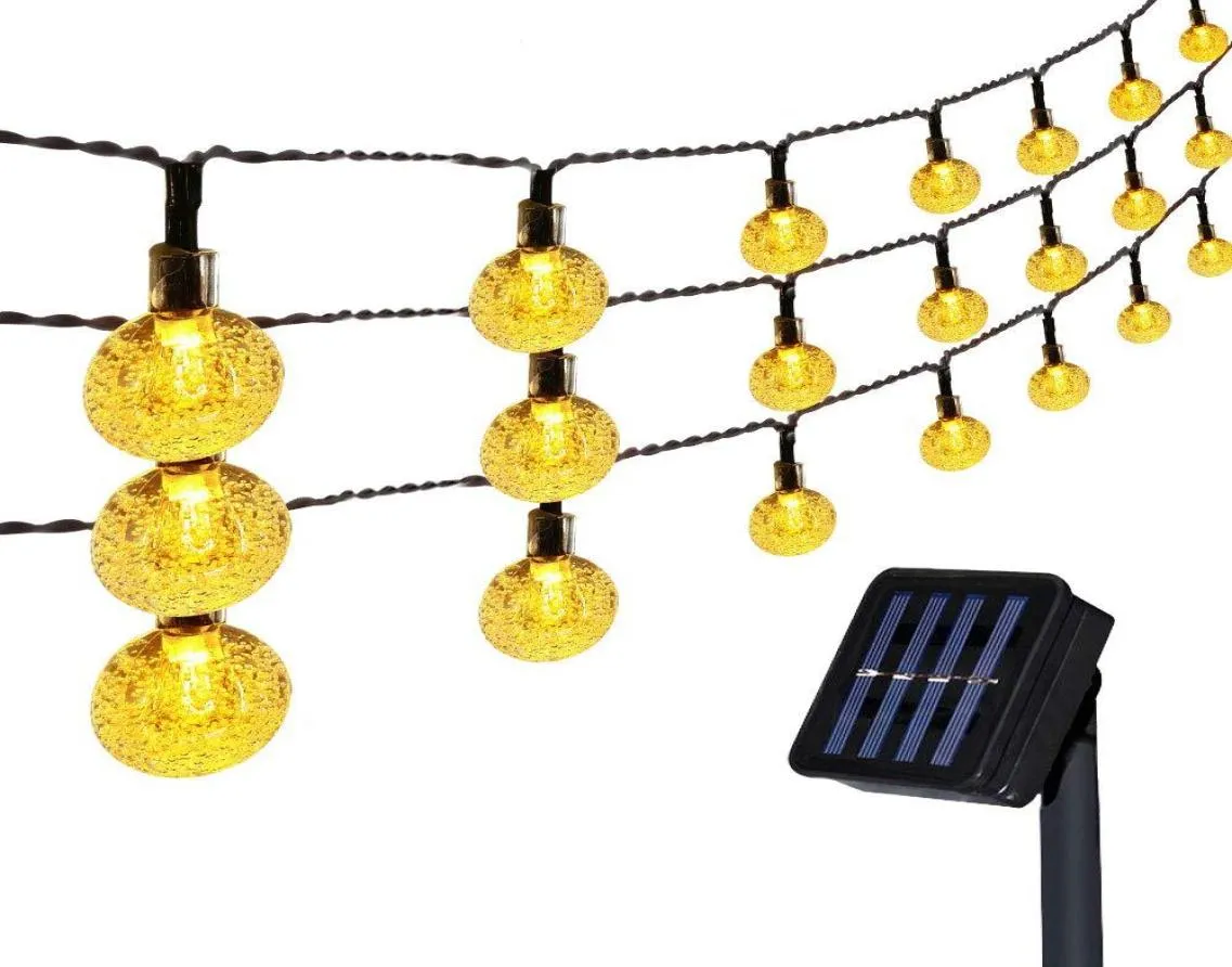 LED -strängar 50 lysdioder 100LED Crystal Ball 5M12M Solar Lamp Power LED String Fairy Lights Garlands Garden Chile Decor för Outdoo9417174