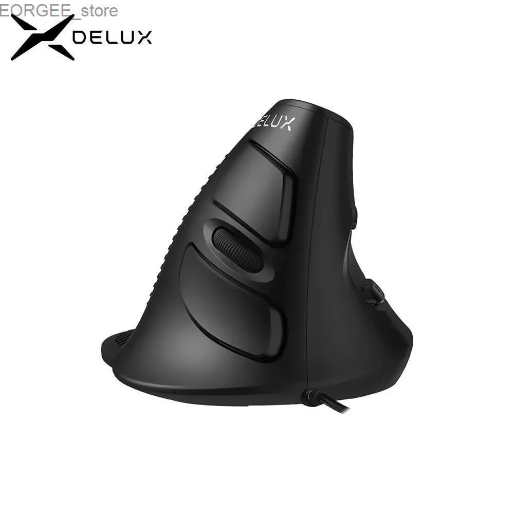 MICE DELUX M618BU Ergonomic Office Vertical Mouse 6 Boutons 600/1000/1600 DPI MAIN DRIOTS DIMICE AVEC MATE DE POUR LE PC PC LAPTOP Y240407