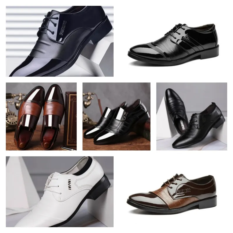2024 Designer Luxo Multi Style Sapatos de couro, sapatos casuais masculinos, sapatos de vestido de tamanho grande, sapatos de casamento pontiagudos