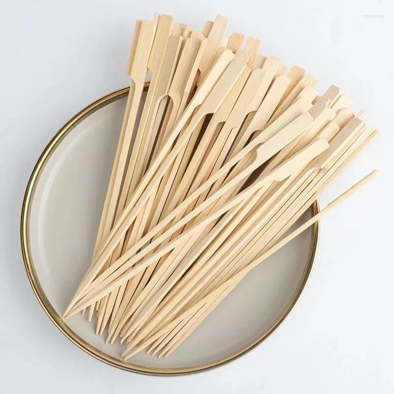 Disposable Flatware Bamboo Wooden BBQ Skewers Food Meat Barbecue Party Long Sticks Catering Grill Camping Tool