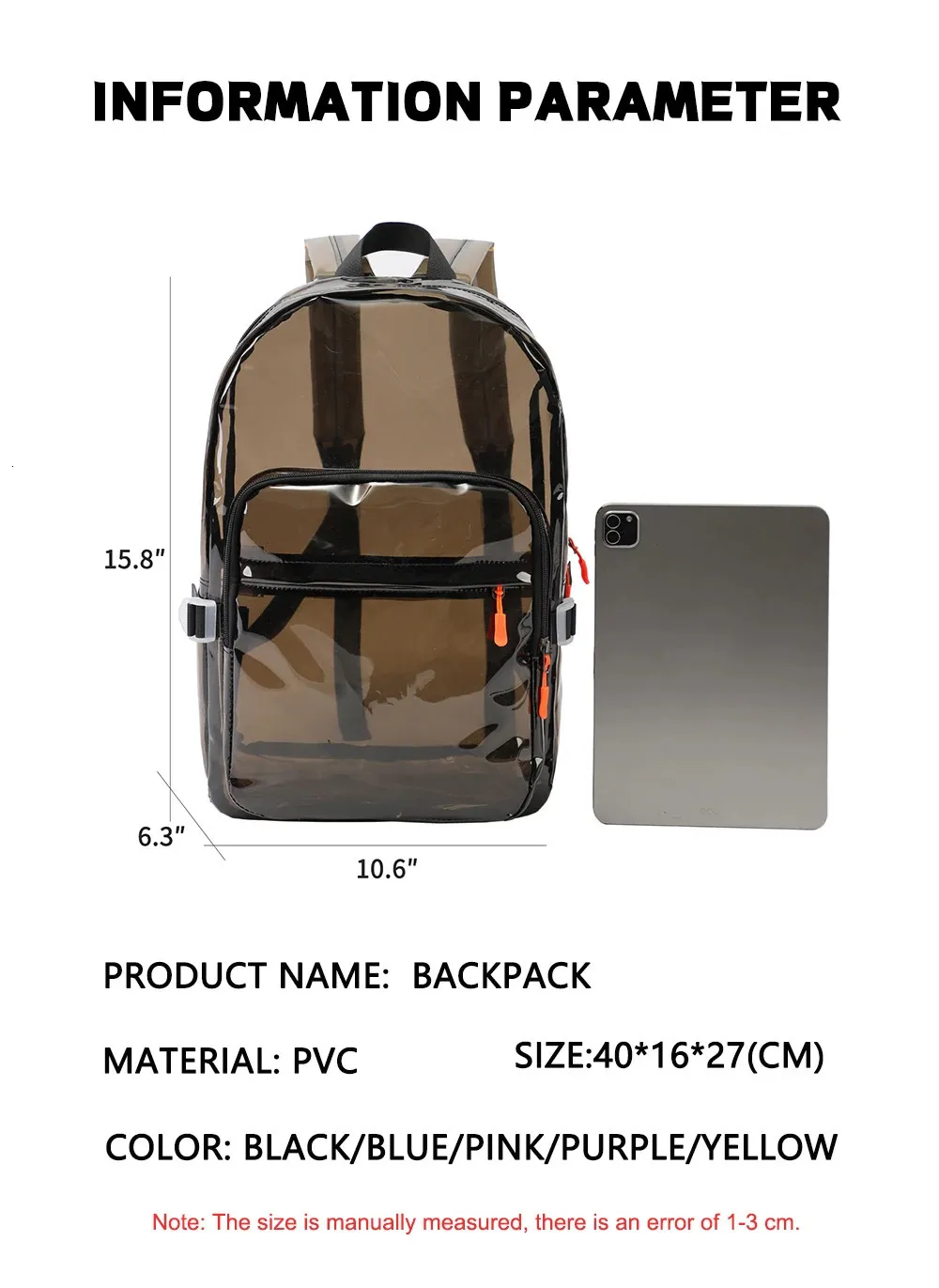 Zaino trasparente impermeabile per laptop da donna per sport_voghion.com