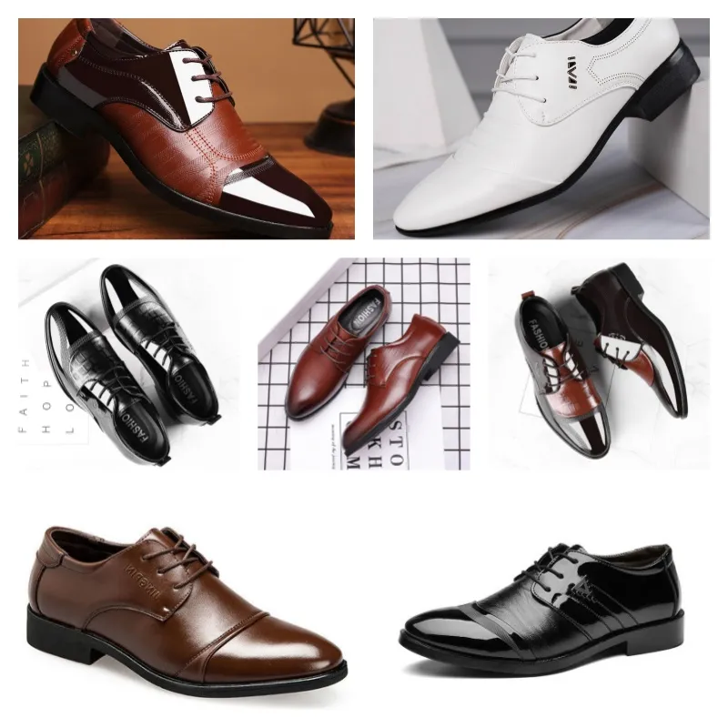 Designer Luxury Multi Style Leather Chaussures décontractées blanches pour hommes, robe d'affaires de grande taille