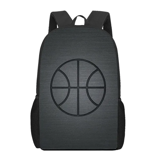 Basketball Themed Backpack For Kids - 16 Inch Lightweight School Bookbag With Multiple Pockets (Black)