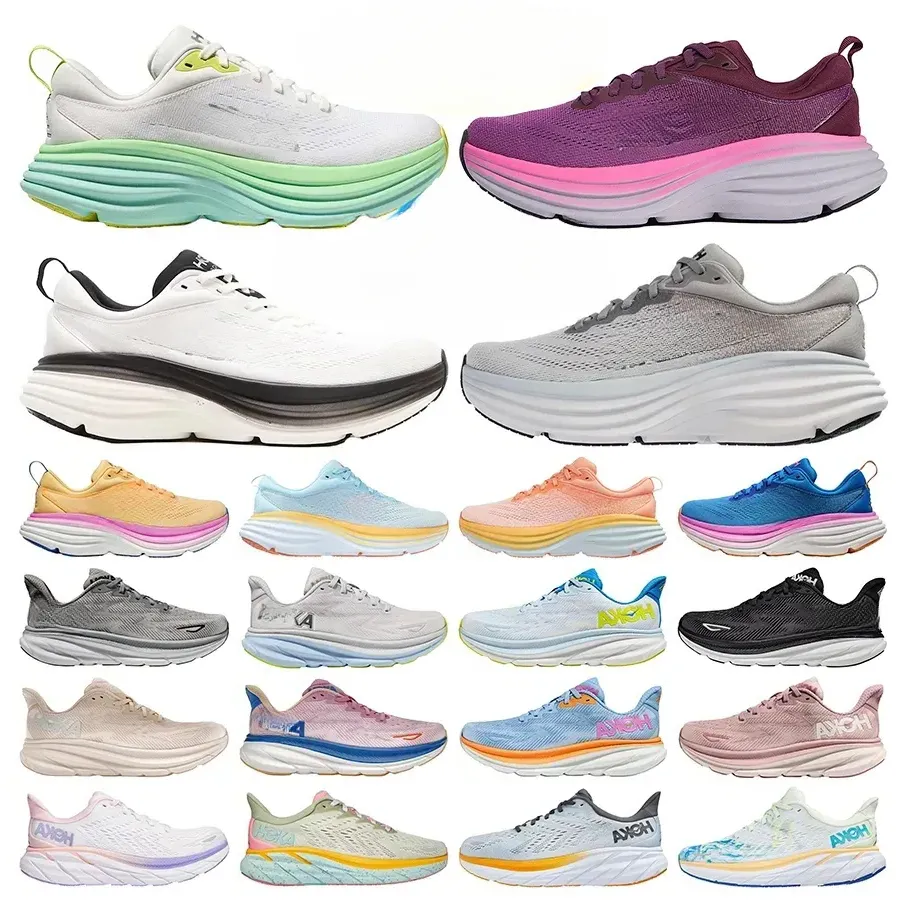 2024 One Bondi 8running schoenen Damesplatform Sneakers Clifton 9 Men Blakc White Harbor Mens Women Trainers Runnners 36-45