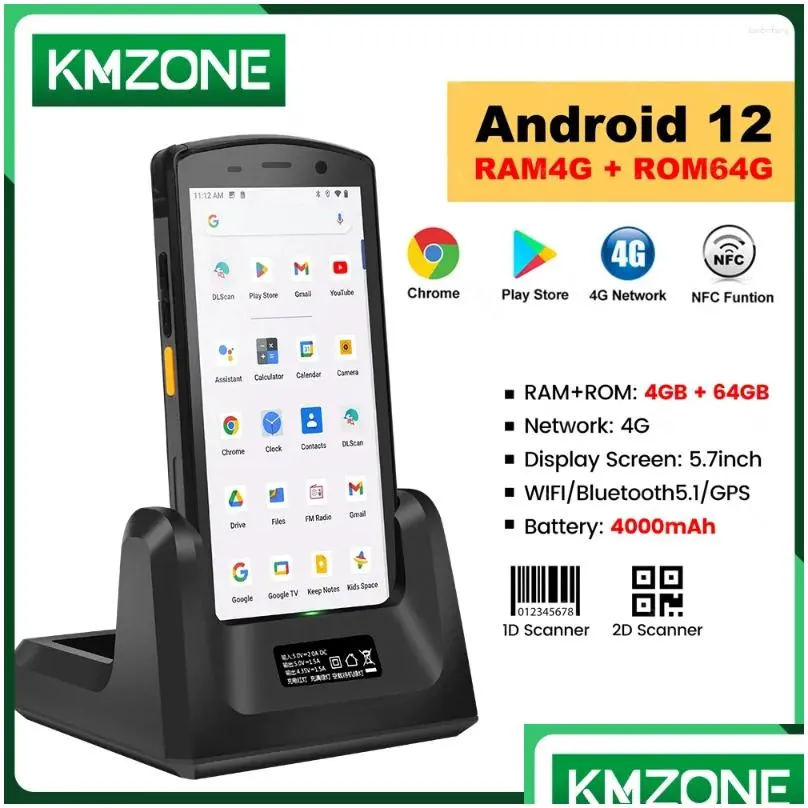 Skannrar Android 12 PDA -terminal med NFC 2D Land CM660 1D Laser QR Scanner Reader WiFi Data Collector Device Charger Drop Delivery Co OTSBG