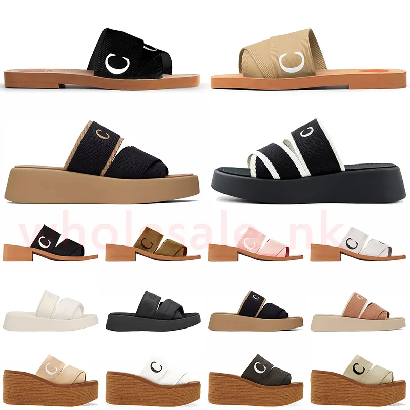 Chloe Chloeslide Luxury Sandals Famous Designer Women Slippers Woody Flat Mules Slides Platform Cloud Soft Linen High Heel Sandale【code ：L】Espadrille Wedge Sliders