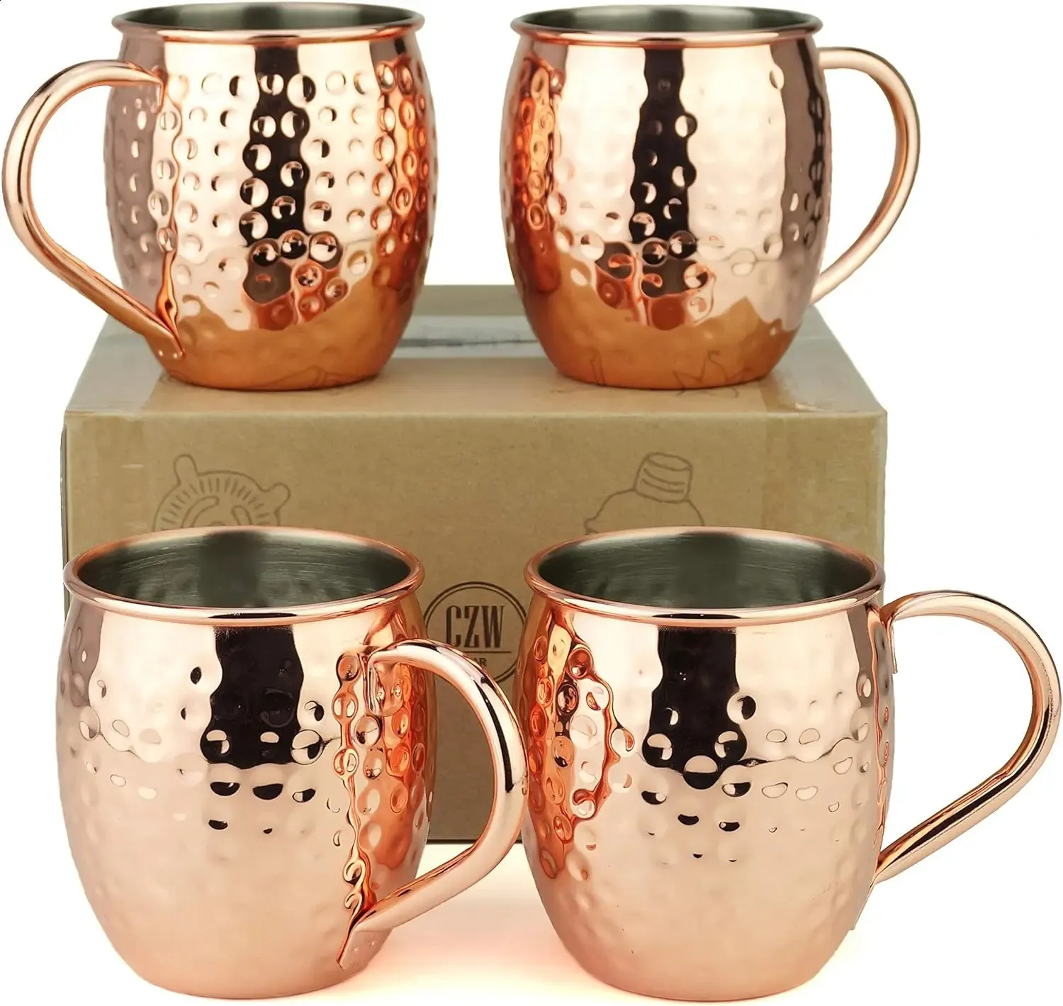 4pcs Moscow Mule Кружки большого размера 19 унций забитые чашки из нержавеющей стали