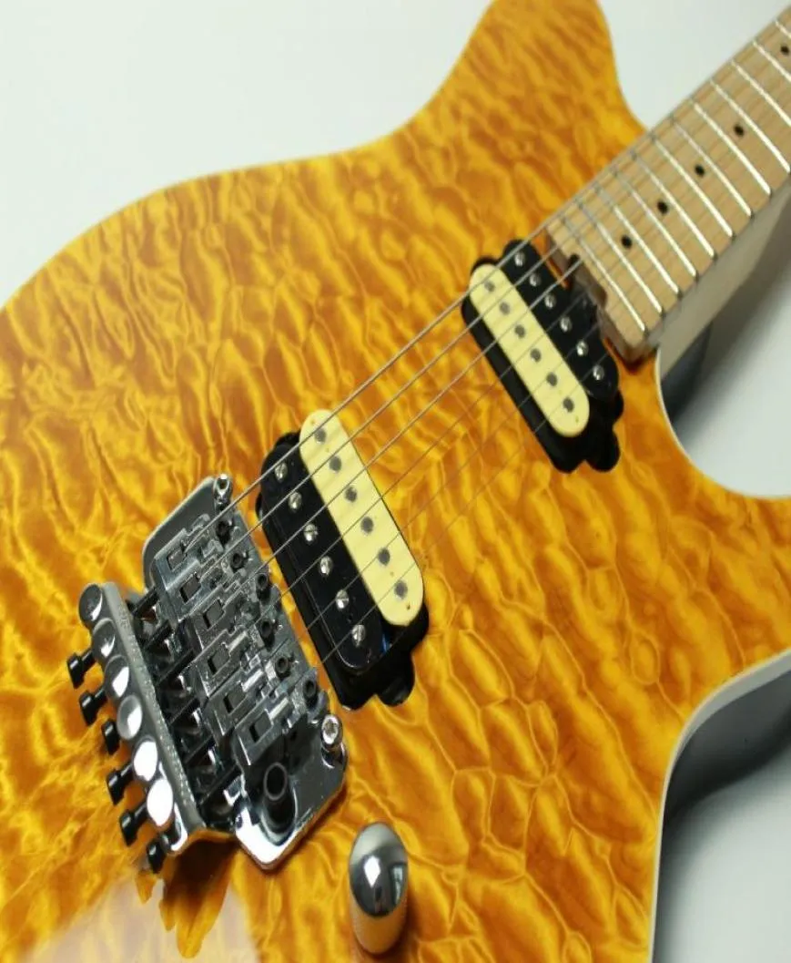 Eixo raro de Edward Van Halen Wolf Amarelo Maple Top Top de guitarra elétrico Maple Maple Floyd Rose Tremolo Tailpiece9954460