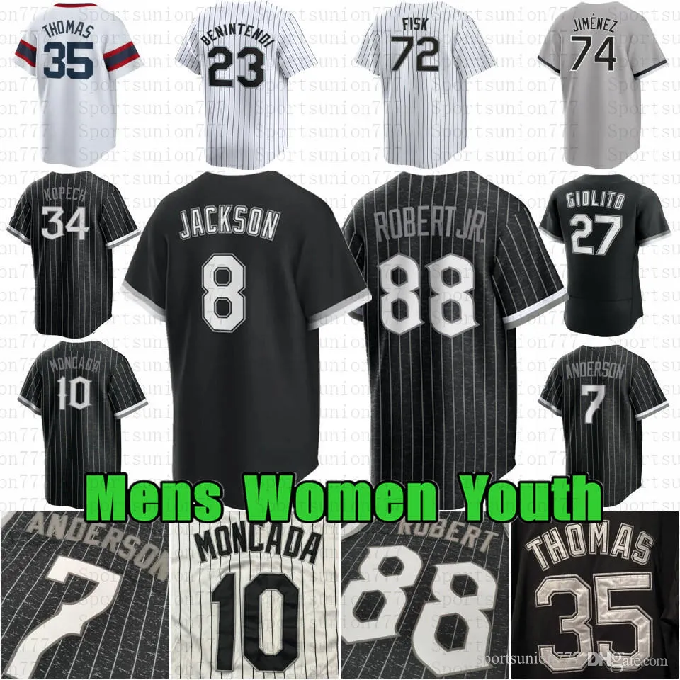 Custom Andrew Benintendi 88 Luis Robert Jr. Jersey de beisebol ELOY Jimenez Yoan Moncada Bo Jackson Paul Dejong Andrew Benintendi Frank Thomas Carlton Fisk Kopech