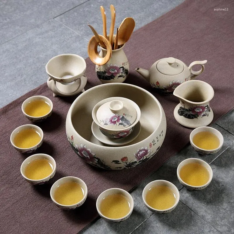 Teaware set retro teset tekanna omslag skål kopp keramik hela huskontor kinesiska jingdezhen presentförpackning