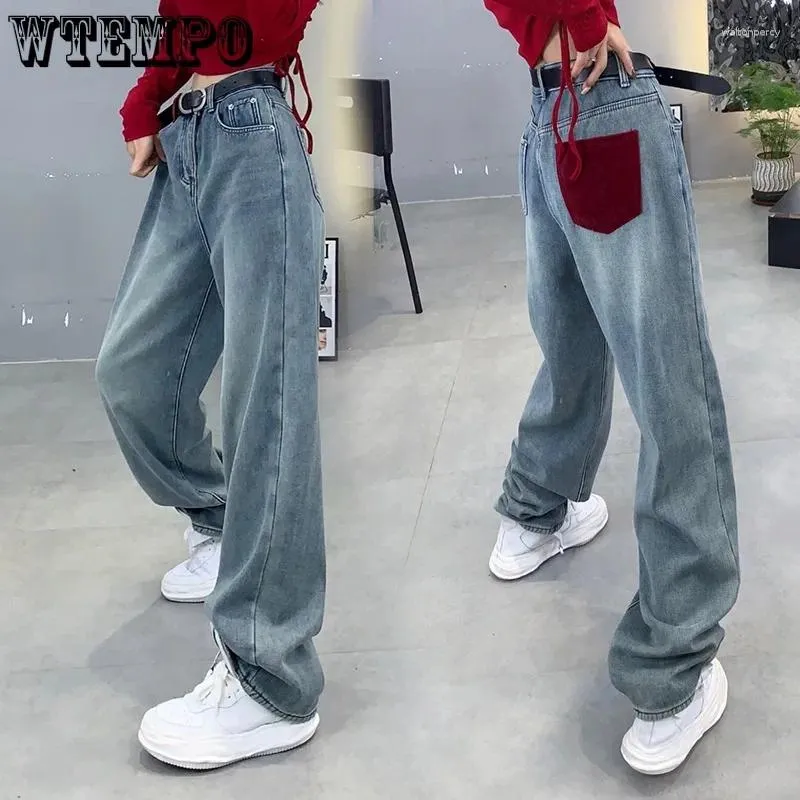Женские джинсы широкая нога мешковатая женщина высокая талия Y2K Тренда одежды Деним Корейская модная уличная одежда Винтажная женщина