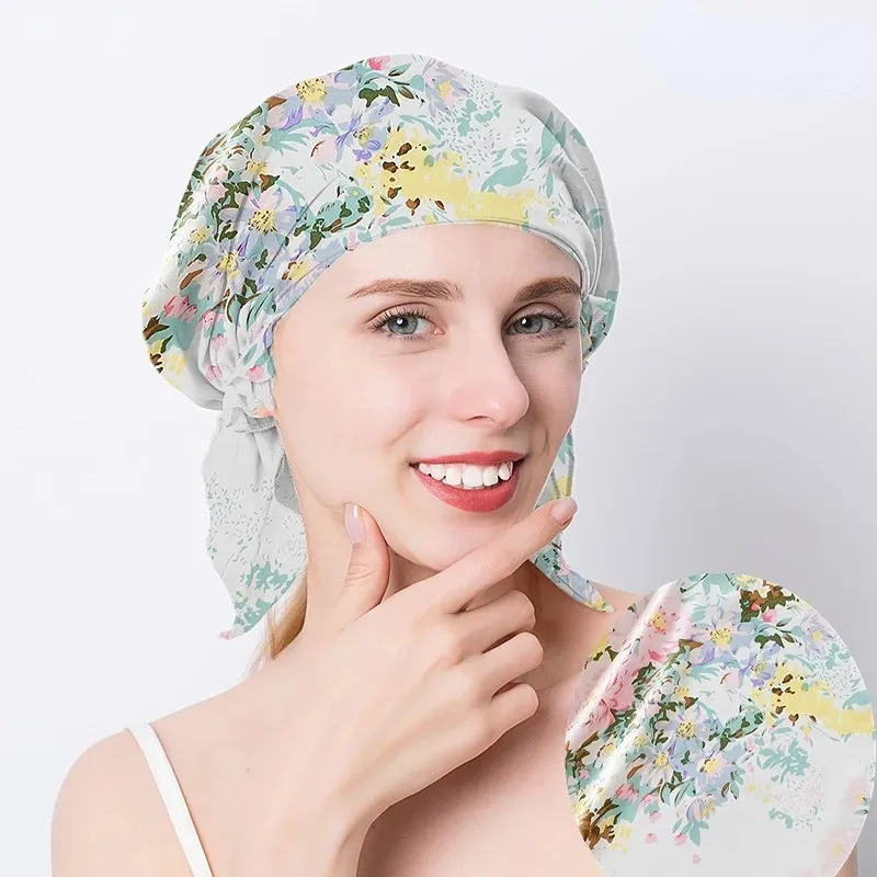 Natürliche Maulbeer -Seiden -Nachtkappe Schlafende Reine Seiden Haare Schlafen Mütze für Frauen Mädchen 19 Momme