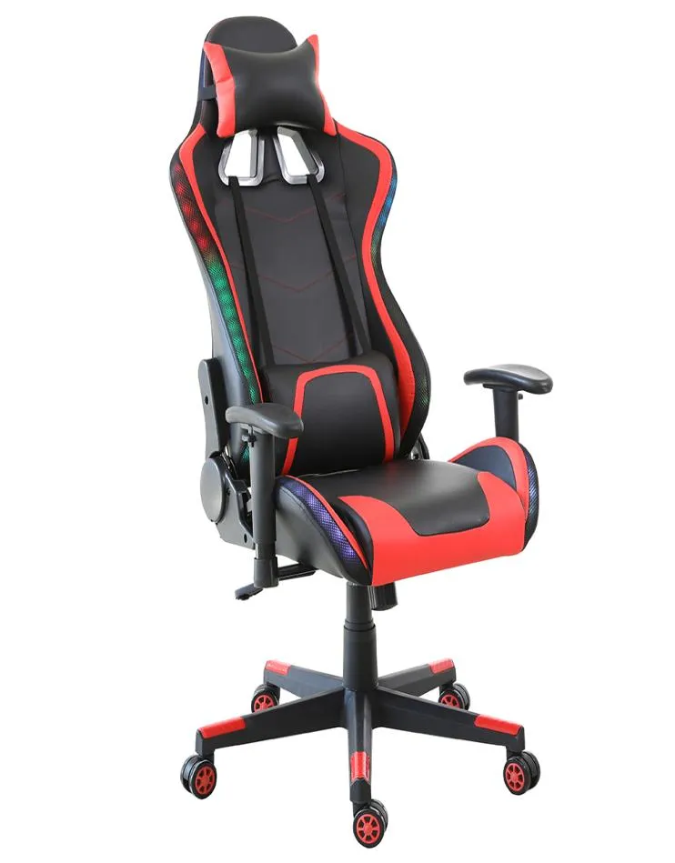2021 Arrival furniture Customized Bck Leather Blue Light Sils Gamer Led rgb Gaming Chairs PU office chair6541226