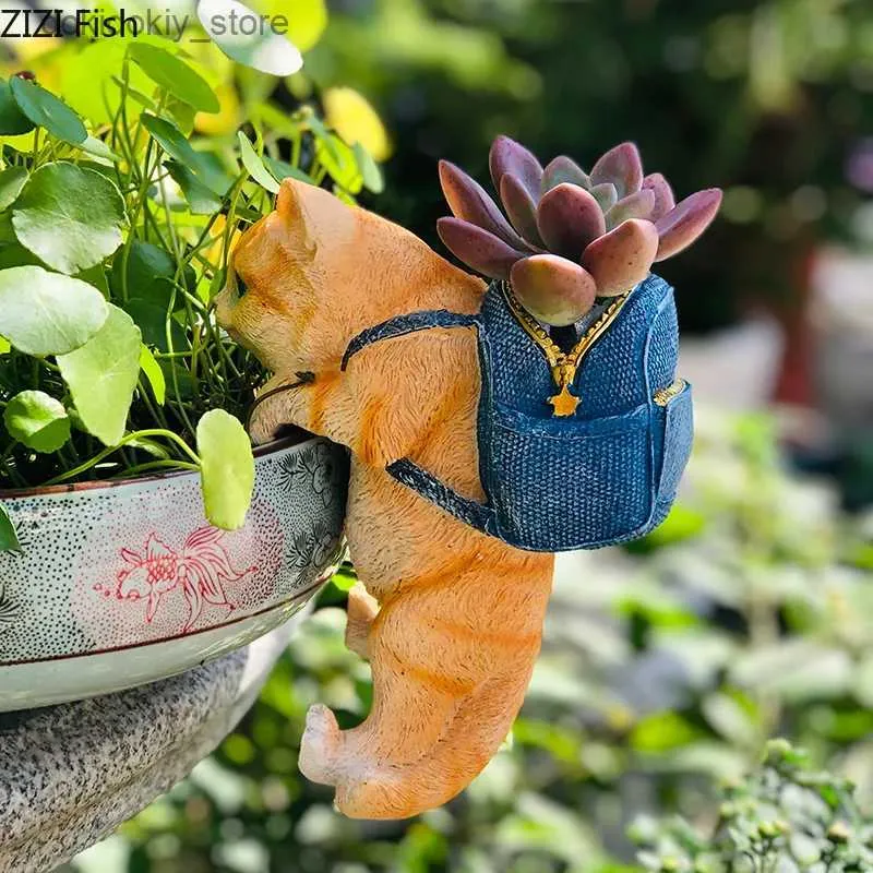 Arts and Crafts Cute Animal Ornaments Cat Shaped Pendant arden Statue Sculpture Courtyard Decoration Fiurines Home Decoration AccessoriesL2447