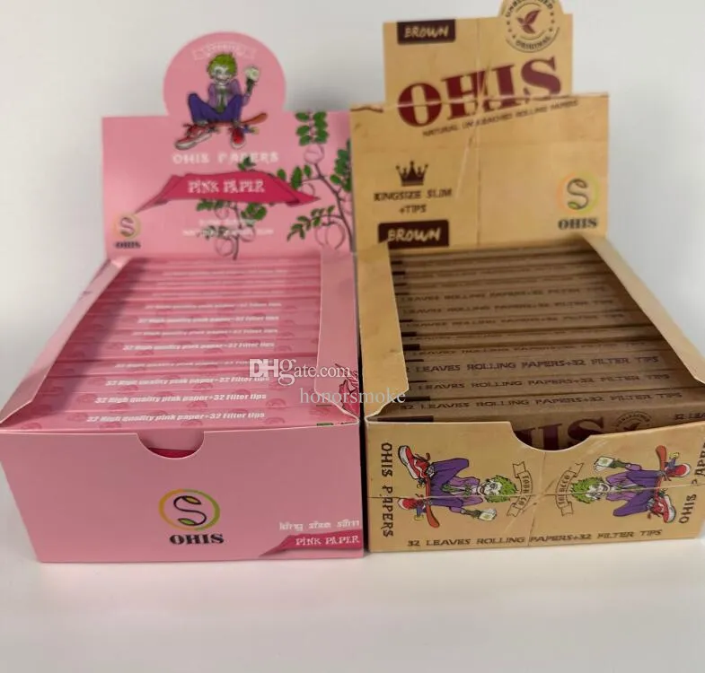 Cigarette rolling Paper 108mm Smoking king size Natural roll Brown Pink color Papers Filter Tips Tool Accessories