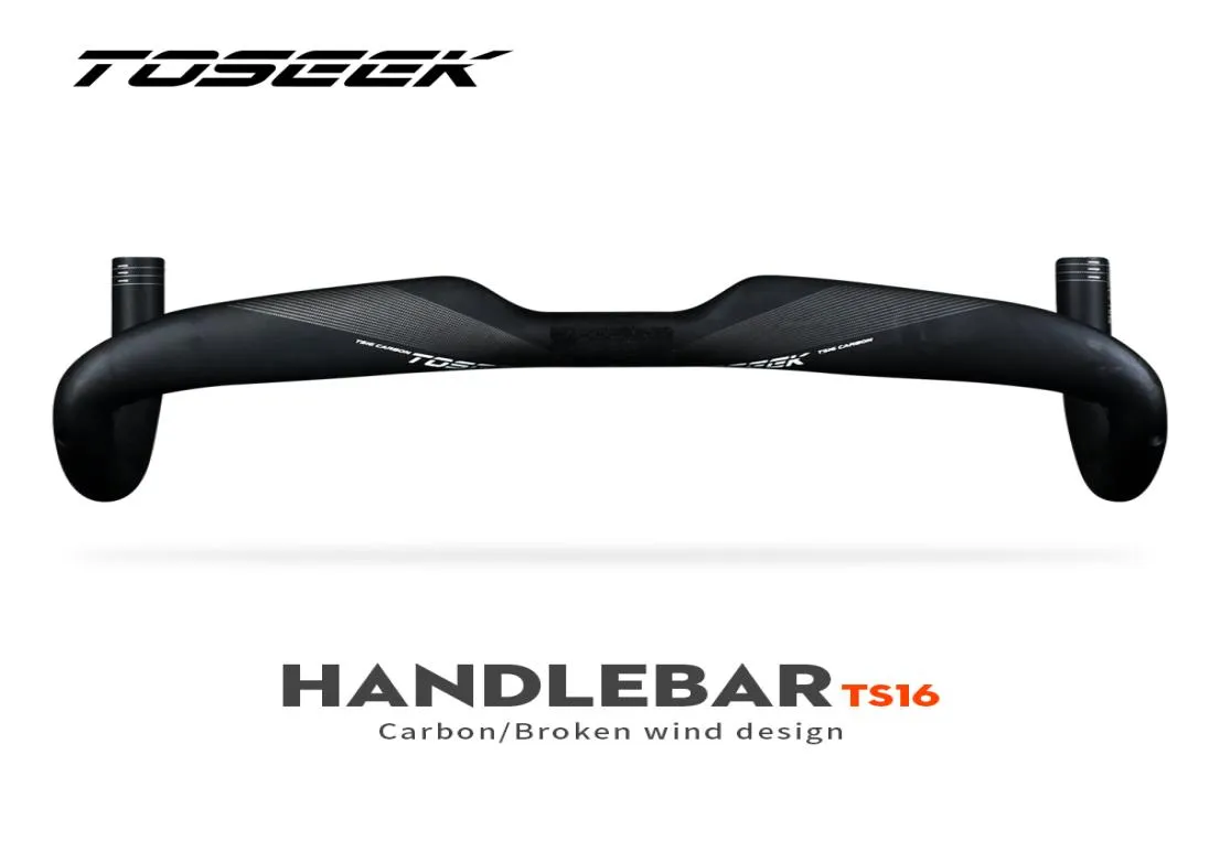 TOSEEK TS16 CORBON ROAD HODICERISES BICYCLE SOCIES MATT Black Full Carbon Handlebar 400 420 440mm Montles for Bicycle7562162